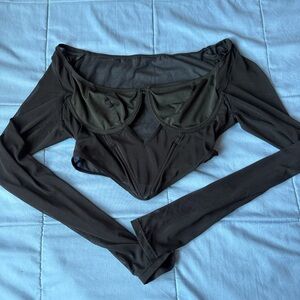 SHEIN Black Crop Top Long Sleeve